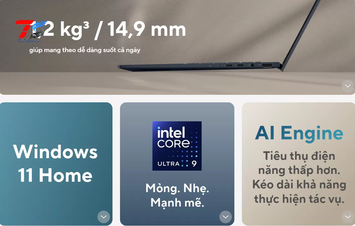 Laptop Asus Zenbook 14 OLED UX3405MA-PP475W